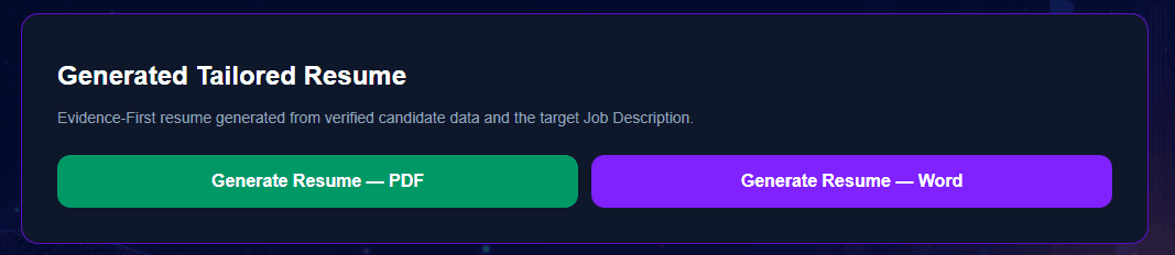 CareerPilot AI Generated Tailored Resume with PDF and Word export